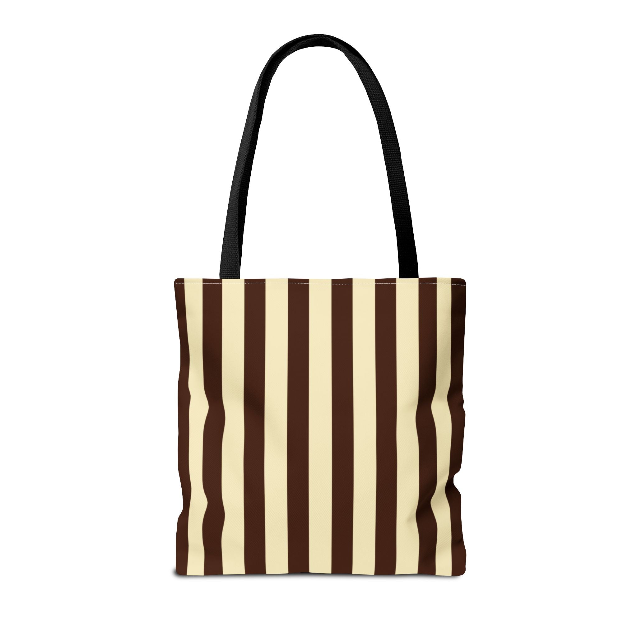 Striped Canvas Book Bag – Cream & Chocolate Vertical Stripes