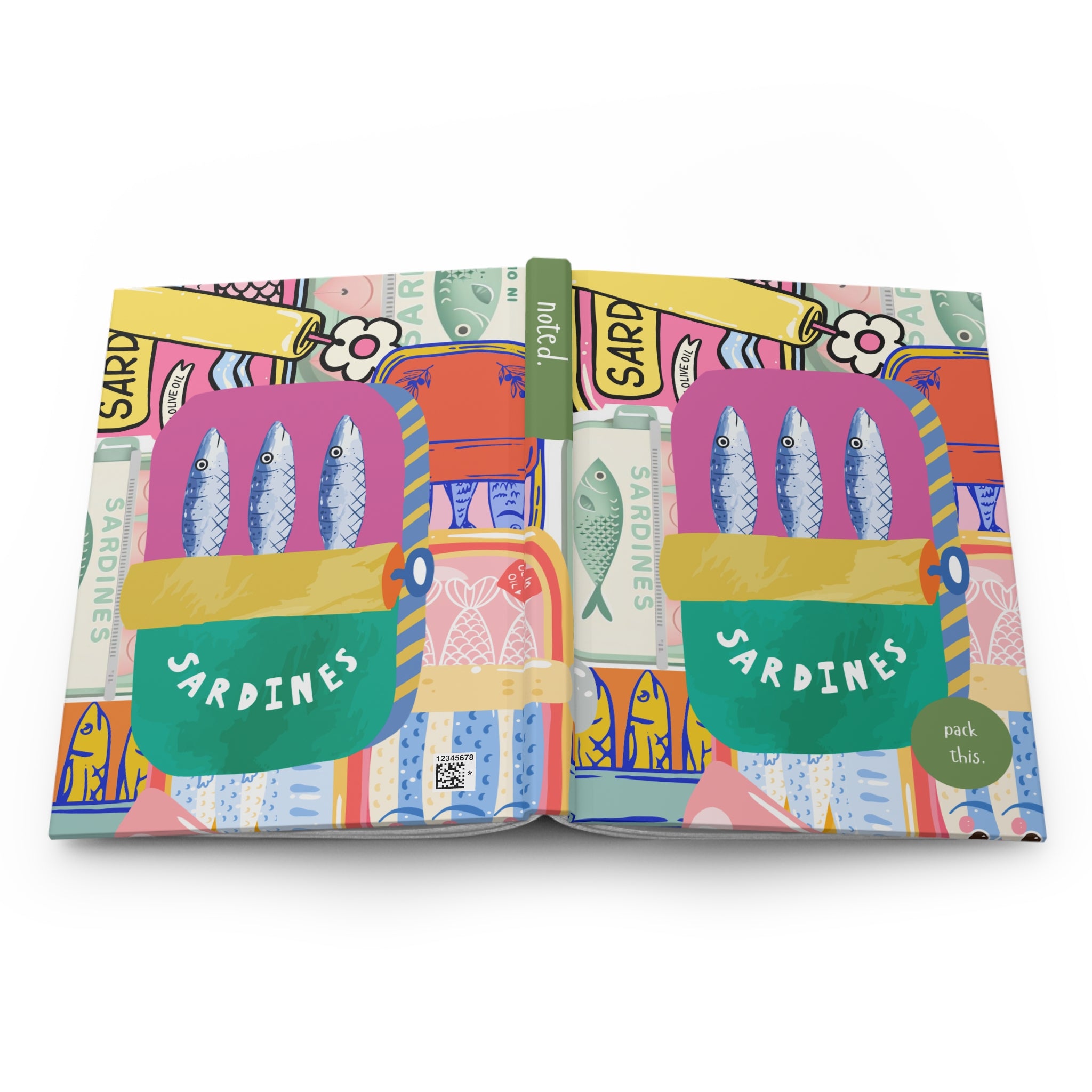 Sardines Illustration Journal Hardcover Notebook | Colorful Pop Art Fish