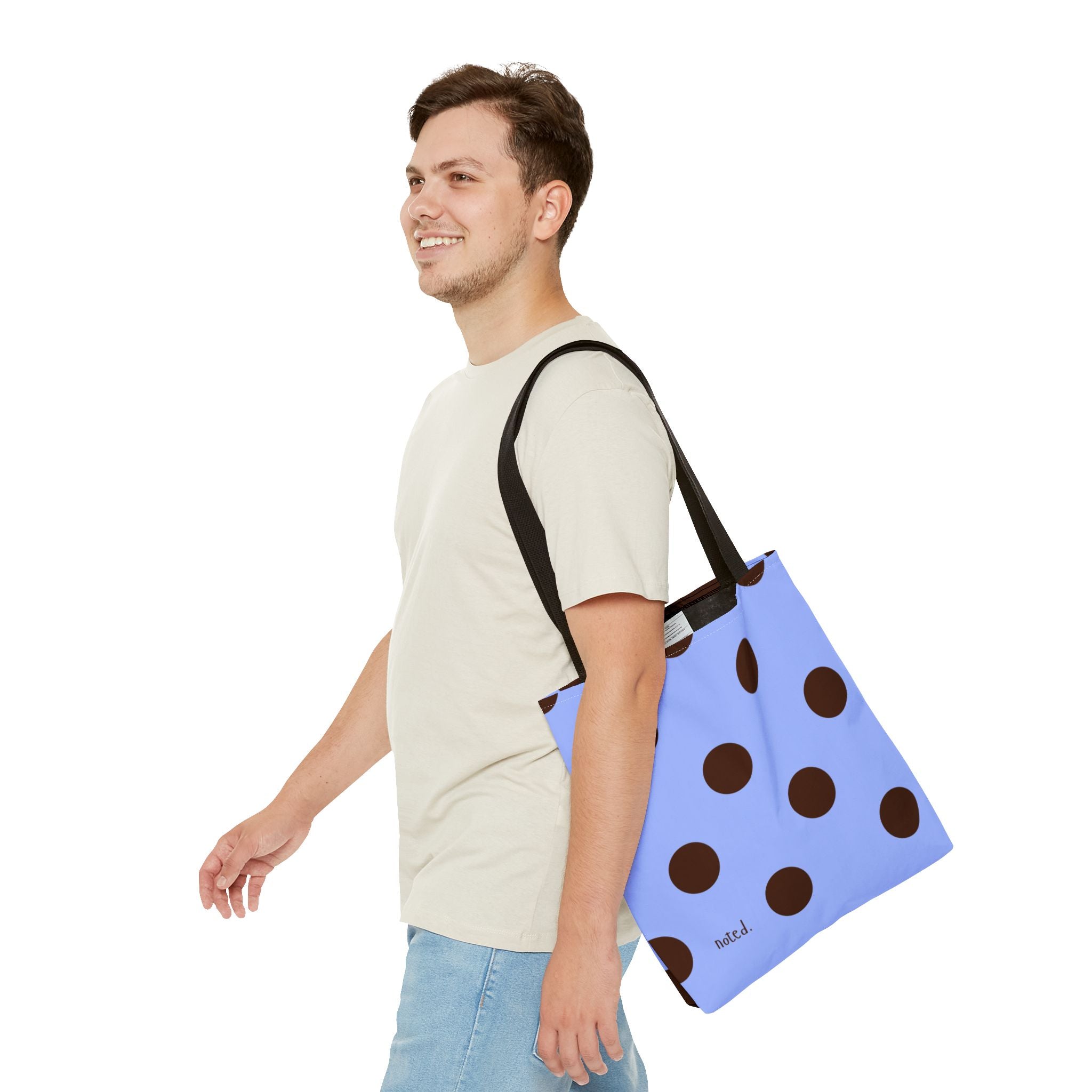 Polka Dot Two-Tone Book Bag — Blue & Chocolate