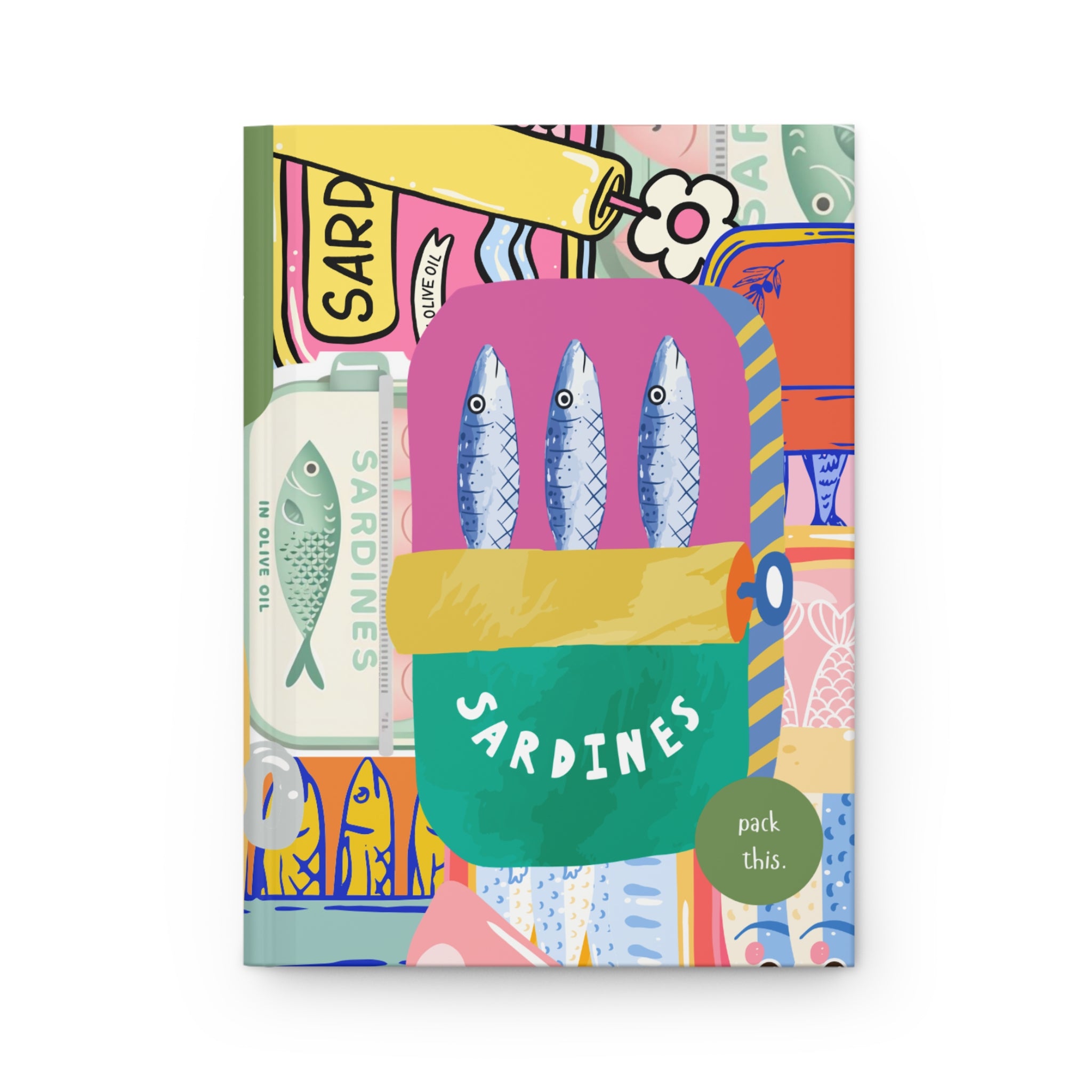 Sardines Illustration Journal Hardcover Notebook | Colorful Pop Art Fish