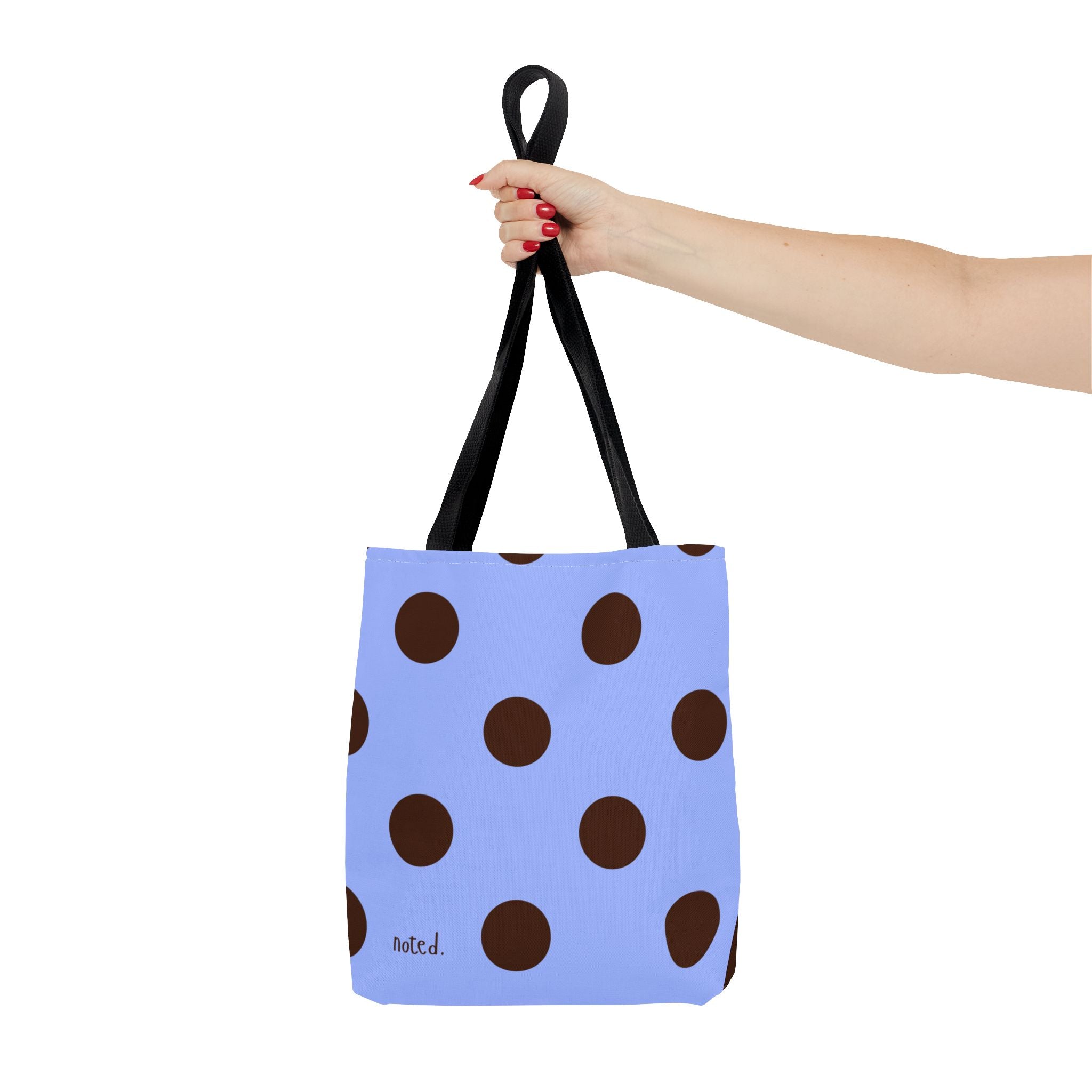 Polka Dot Two-Tone Book Bag — Blue & Chocolate
