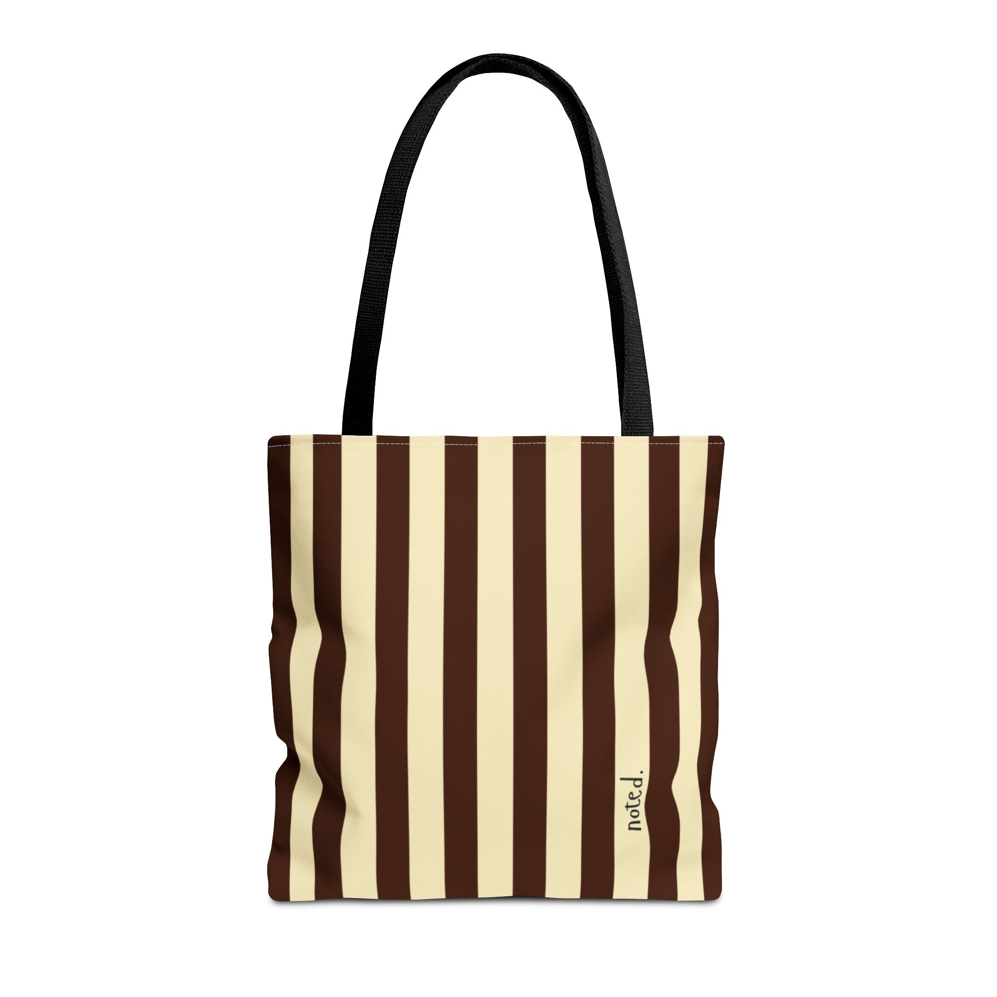 Striped Canvas Book Bag – Cream & Chocolate Vertical Stripes