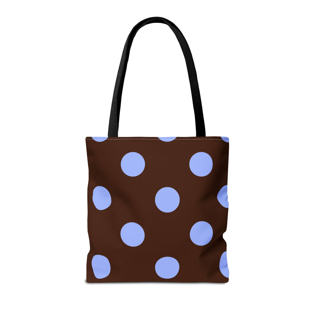 Polka Dot Two-Tone Book Bag — Blue & Chocolate