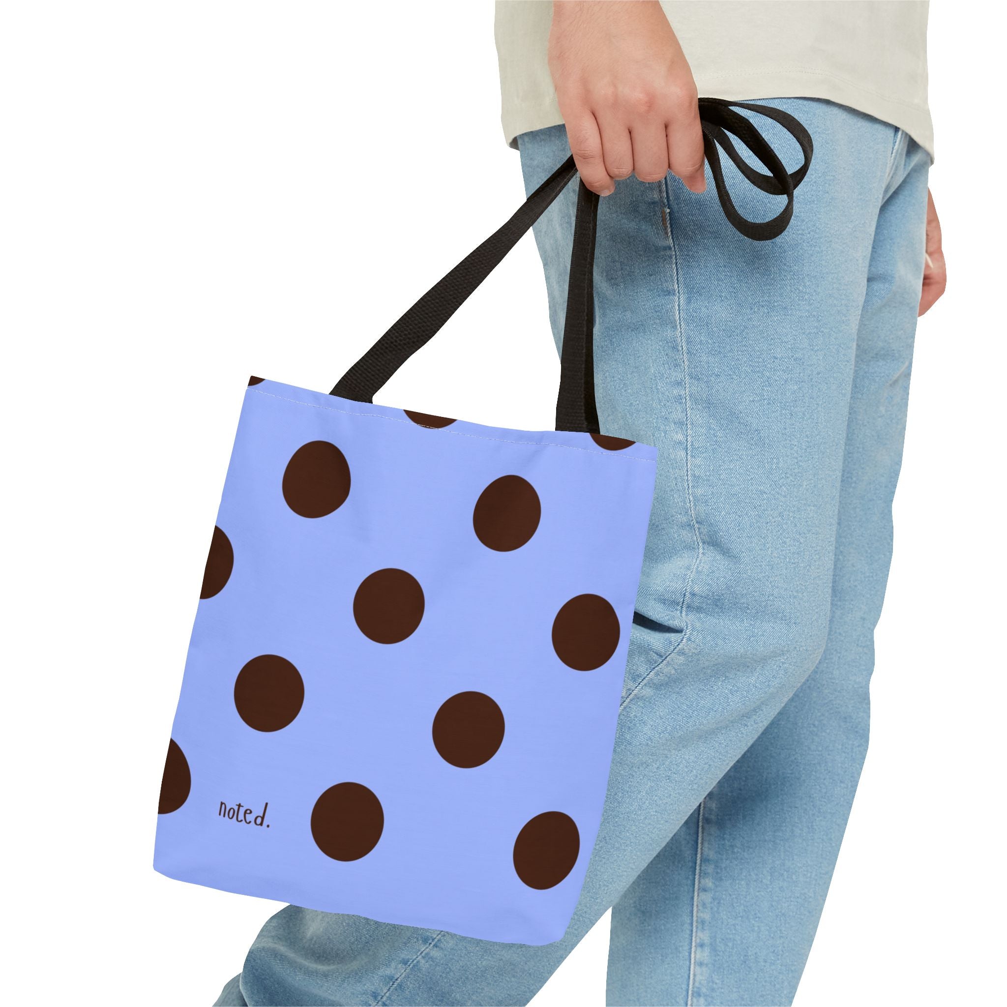 Polka Dot Two-Tone Book Bag — Blue & Chocolate