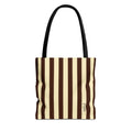 Striped Canvas Book Bag – Cream & Chocolate Vertical Stripes