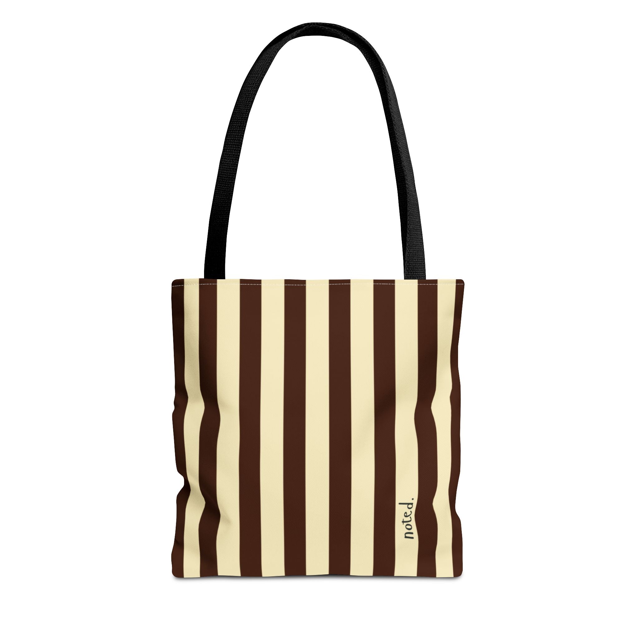 Striped Canvas Book Bag – Cream & Chocolate Vertical Stripes