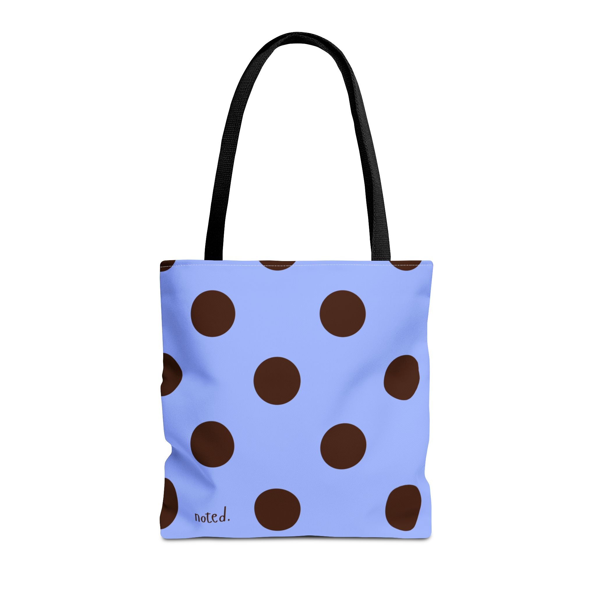 Polka Dot Two-Tone Book Bag — Blue & Chocolate