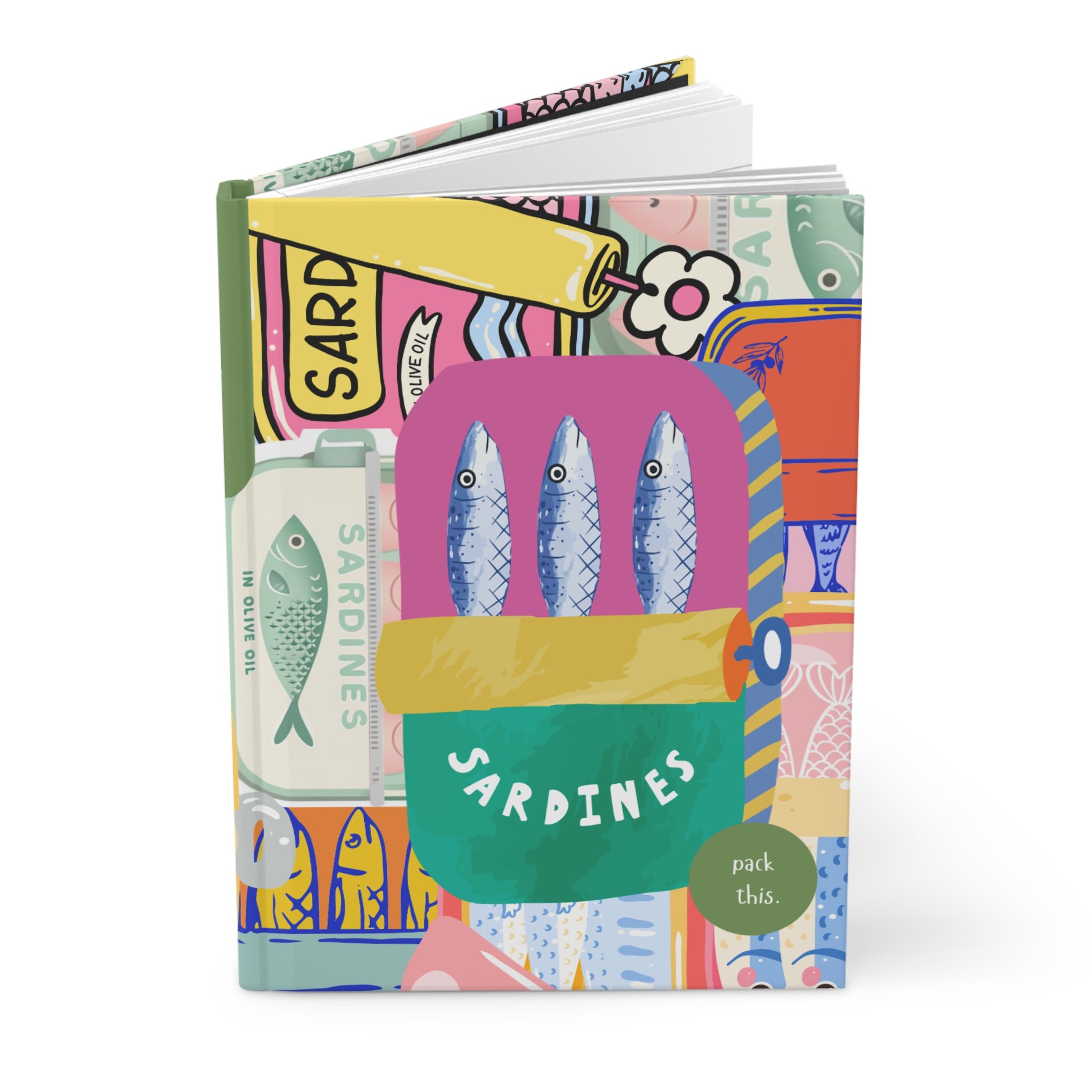Sardines Illustration Journal Hardcover Notebook | Colorful Pop Art Fish